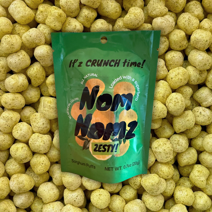 NomNomz Zesty! Sorghum Puffs | South Asian Umami | Dairy Free & Gut-Friendly