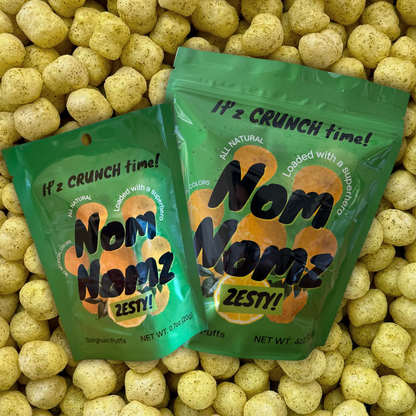 NomNomz Zesty! Sorghum Puffs | South Asian Umami | Dairy Free & Gut-Friendly