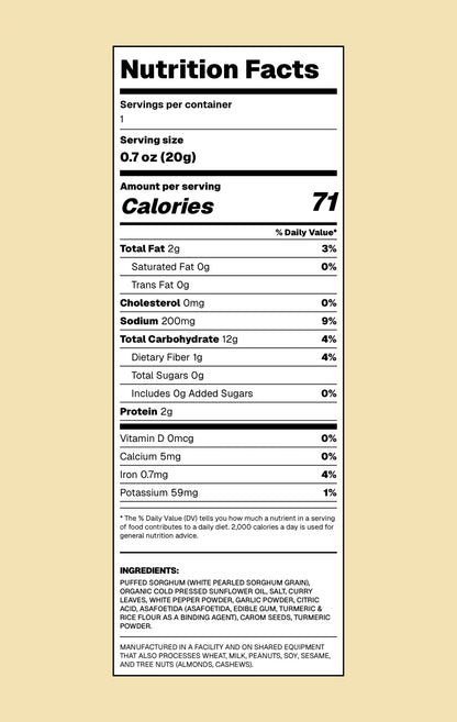 Nutrition facts label on a beige background