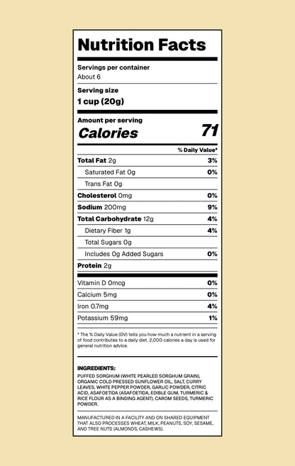 Nutrition facts label on a beige background